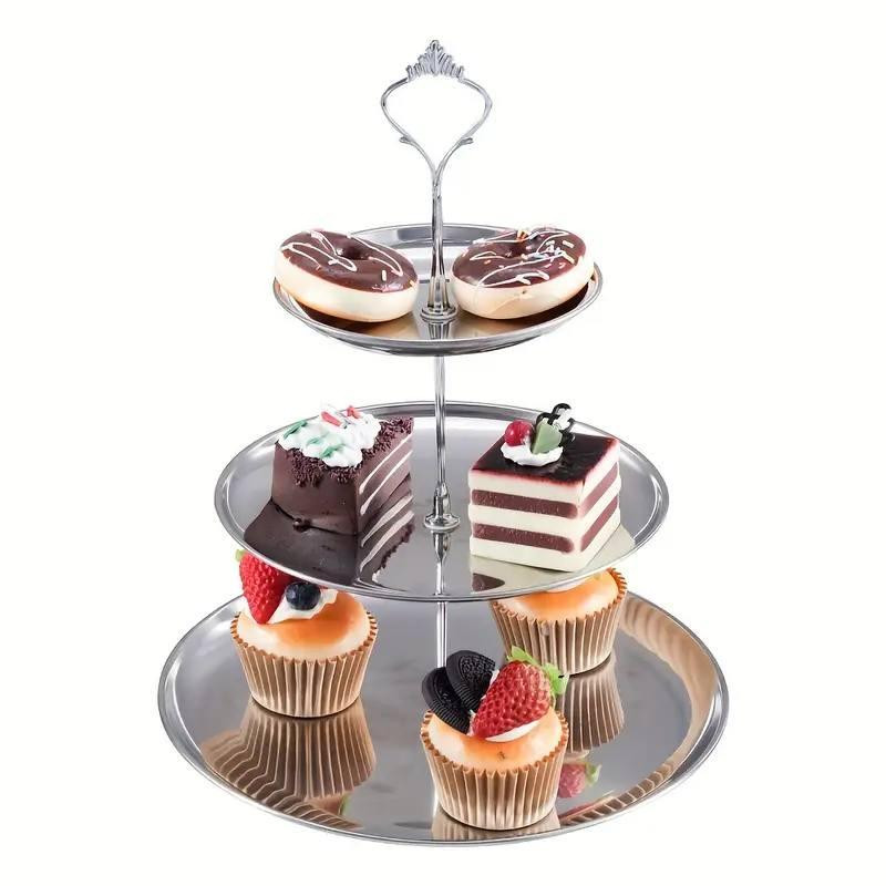 Подставка 3-ярусная для праздничной сервировки серебряная Одеса - зображення 1