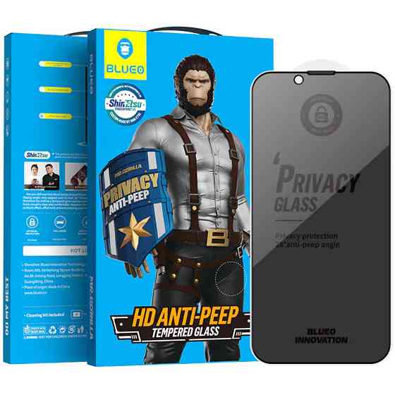 Защитное 2.5D стекло Blueo Full Cover Anti-Peep для Apple iPhone 15 Plus / 16 Plus (6.7") Херсон