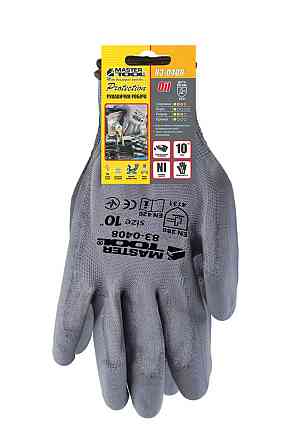Перчатки трикотажные бесшовные MASTERTOOL нитриловое покрытие ладони 10" подвес серые 83-0408 Харьков