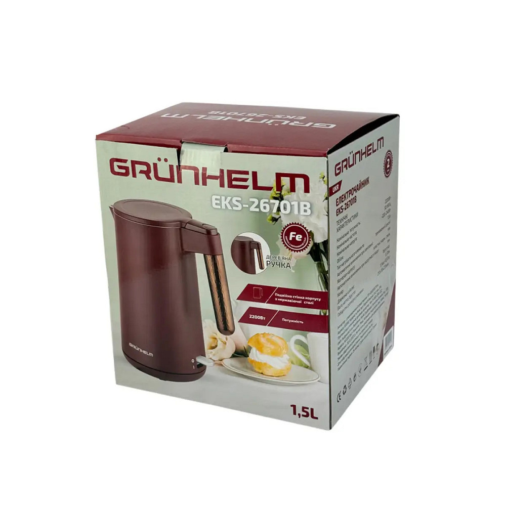 Электрочайник Grunhelm EKS-26701B 1.5 л бордовый Киев - изображение 5