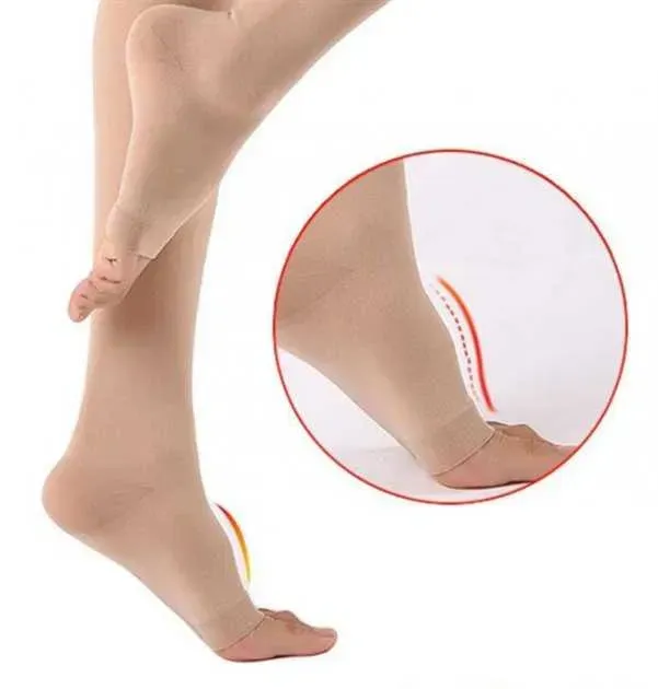 Компрессионный чулок с открытым носком 2 компрессии, Телесный, M Лубни - зображення 2