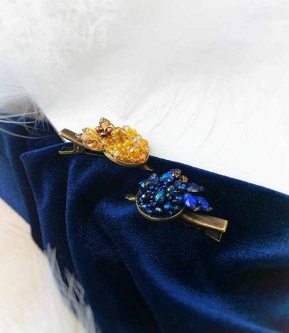 Патріотичні заколки для волосся жовтий синій пара набір заколка святкова український Луцьк - зображення 3