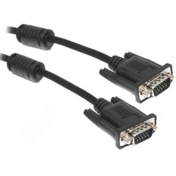 Кабель Maxxter VGA-VGA (M/M) HD15M/HD15M 3+4C з 2-ма фер. кільцями 1,8 м Black (V-VGA-6) (Код товару Харків - зображення 1