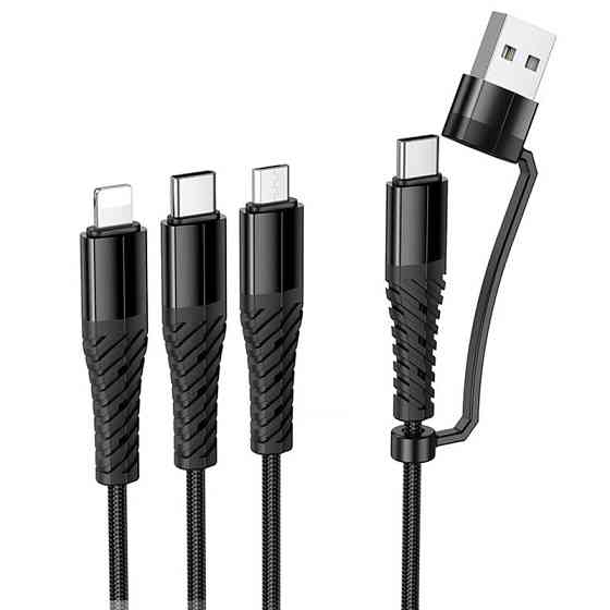 Дата кабель Hoco X123 Victory 3in1 Type-C to Lightning/Type-C/MicroUSB 3A (1m) Херсон