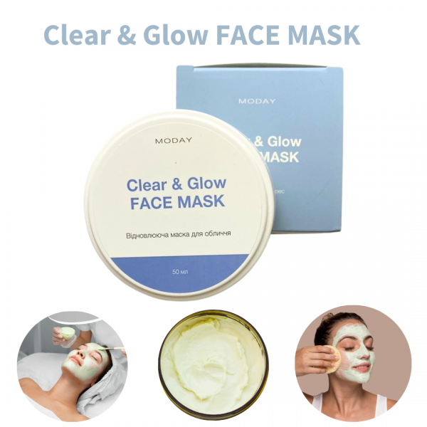Відновлююча маска-антистрес для обличчя MODAY Clear & Glow FACE MASK на основі цинку та азелаїнової