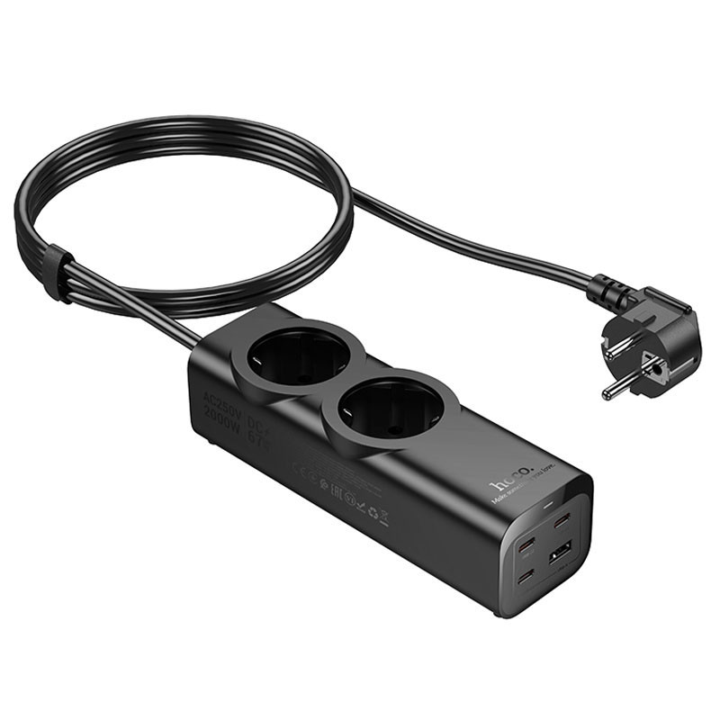 Удлинитель Hoco NS10 Wisdom 2-position PD67W (1USB-A/3C/2Socket) (2m) Херсон - изображение 1