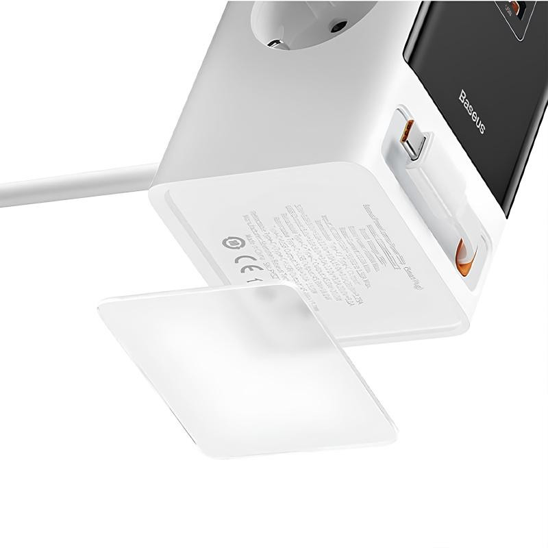 СЗУ Baseus OS PowerCombo Digital PowerStrip+Retractable-C 65W (1USB-A/1C/2Socket) (1.5m) (PSLR000) Херсон - зображення 3