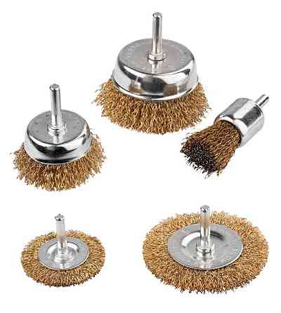Набор щеток MASTERTOOL 5 шт - торцевая/дисковая со стержнем ¼" Ø 25/50/75// 50/75 мм из латунированн Харьков