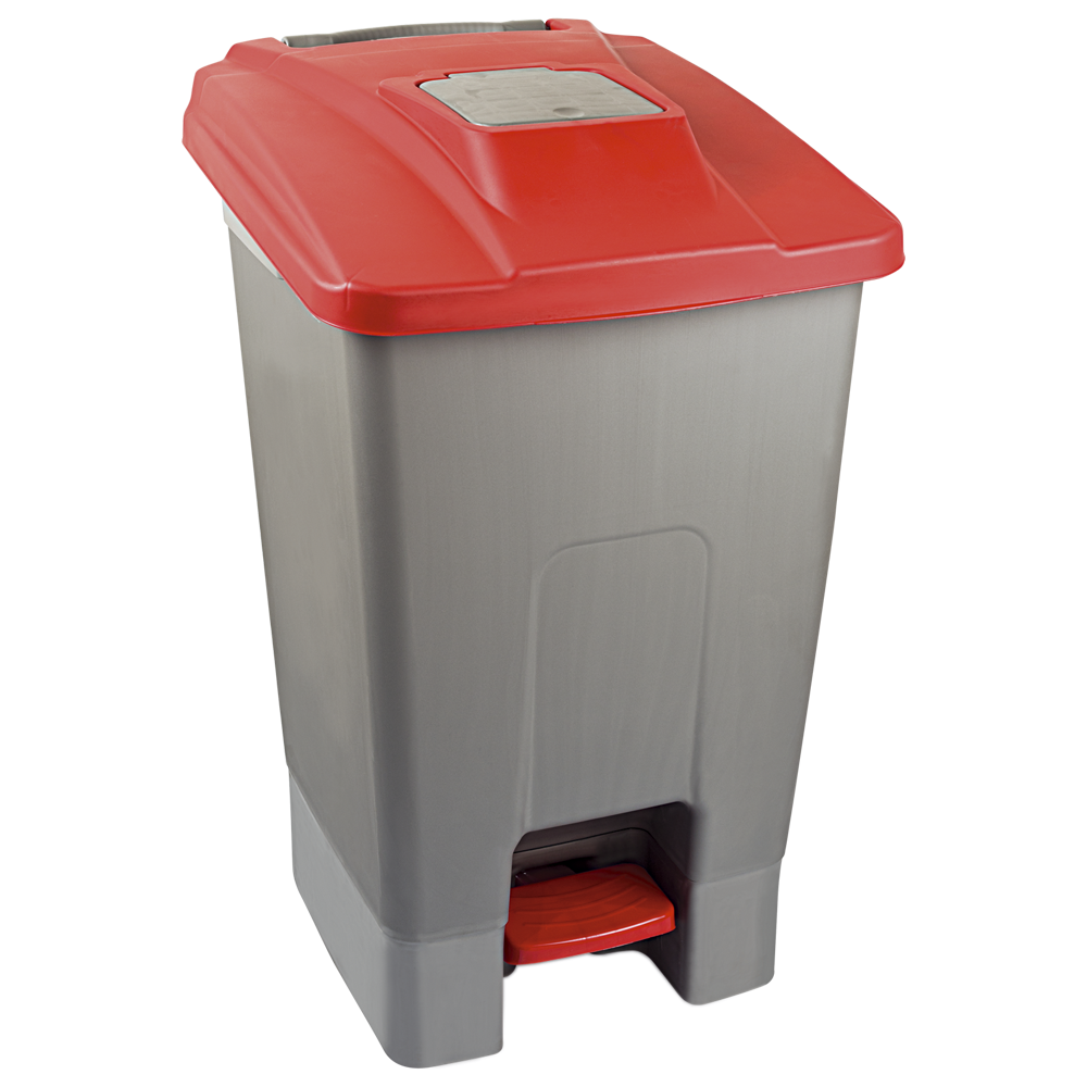 Бак для мусора с педалью Planet 100 л серо-красный Київ - зображення 1