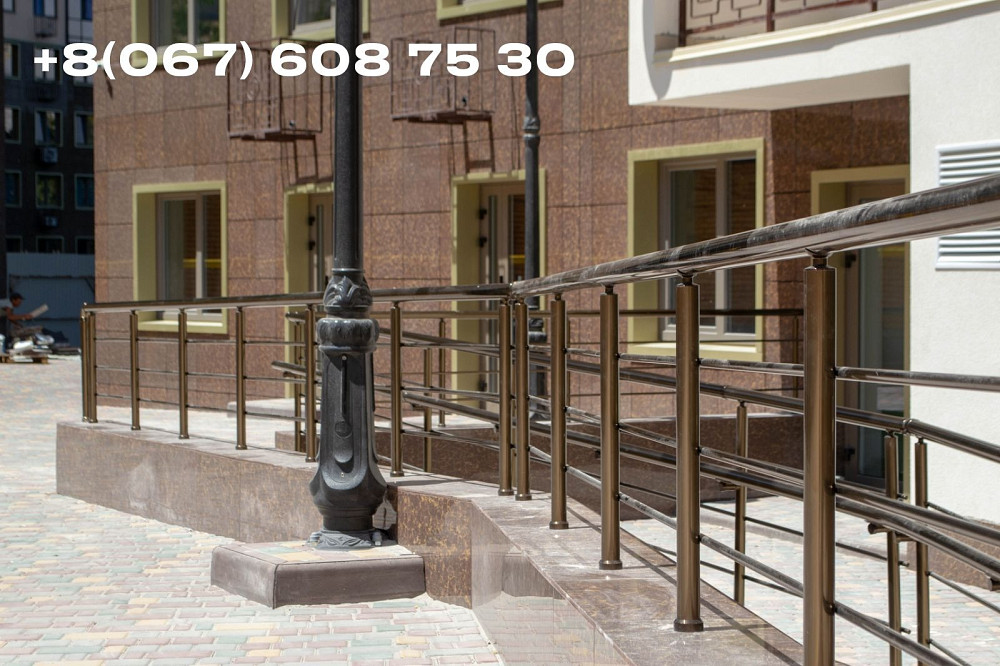 Перила, ограждения, поручни пристенные алюминиевые , терраса, со стеклом Одеса - зображення 3
