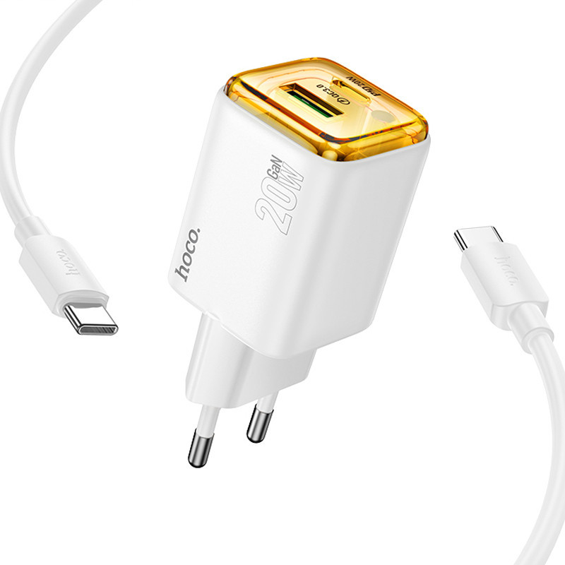 СЗУ Hoco N52 Monsoon PD20W+QC3.0 (1USB-A/1C) + кабель Type-C to Type-C Херсон - изображение 2