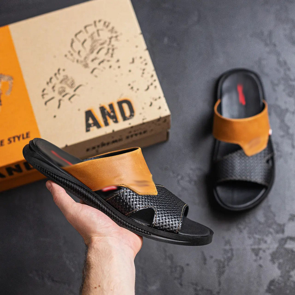 Мужские кожаные  летние шлепанцы-сланцы Київ - зображення 8