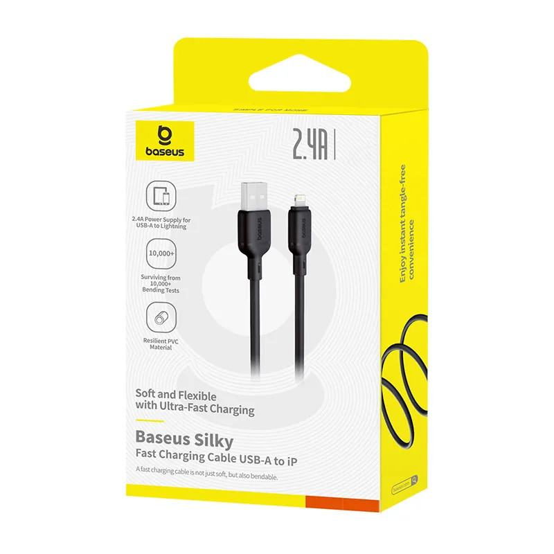 Дата кабель Baseus Silky Series OS Fast Charging USB to Lightning 2.4A (1m) (P1037770) Херсон - изображение 5