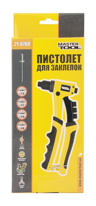Пистолет для заклепок MASTERTOOL ПРОФИ 210 мм CrMo Ø 2.4/3.2/4.0/4.8 мм 21-0700 Харків - зображення 2