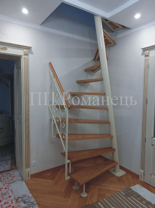 Гвинтові сходи з нахиленою віссю та дубовими сходинками (сходи 1м2, лестница 1м2) Львов - изображение 3