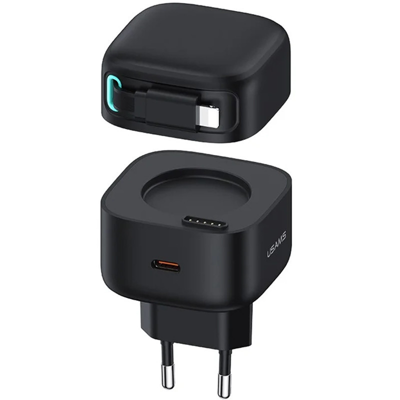 СЗУ Usams US-CC209 GaN With Lightning Magnetic Retractable Cable Module XMF Ser. 35W (2USB-C) Херсон - зображення 1
