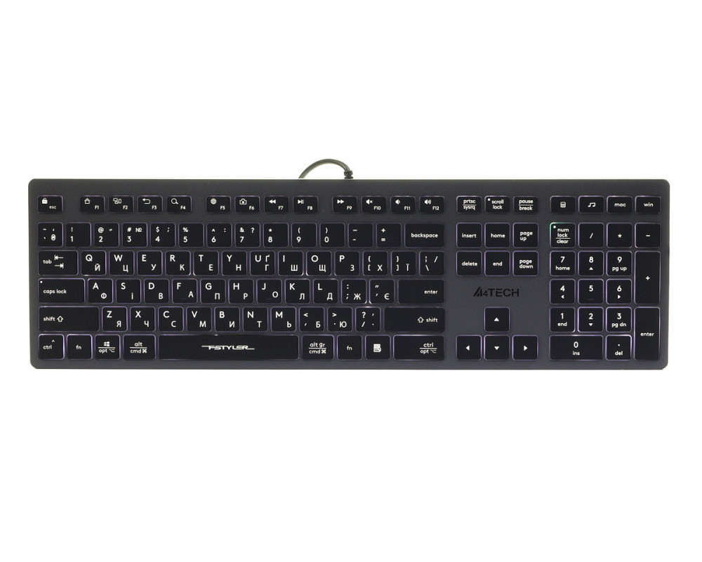 Клавиатура компьютерная проводная A4Tech FX60USB(Grey)Whitebacklit серая Київ - зображення 1