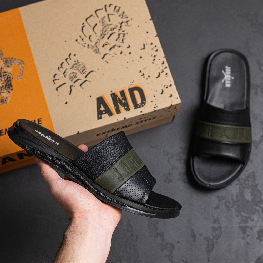 Мужские кожаные  летние шлепанцы-сланцы Jordan Київ - зображення 11