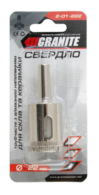 Сверло для стекла и керамики GRANITE трубчатое с алмазным напылением 22 мм 2-01-222 Харків - зображення 4