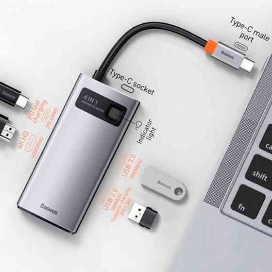Переходник HUB Baseus Metal Gleam Series 4-in-1 Type-C (CAHUB-CY) Херсон