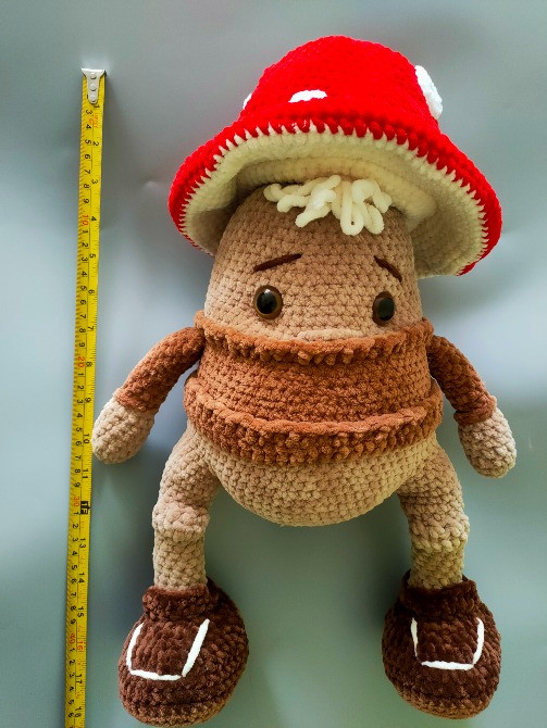 Іграшка м'яка в'язана Грибочок 48 см велика ручна робота подарунок сувенір Нововолинськ - зображення 3