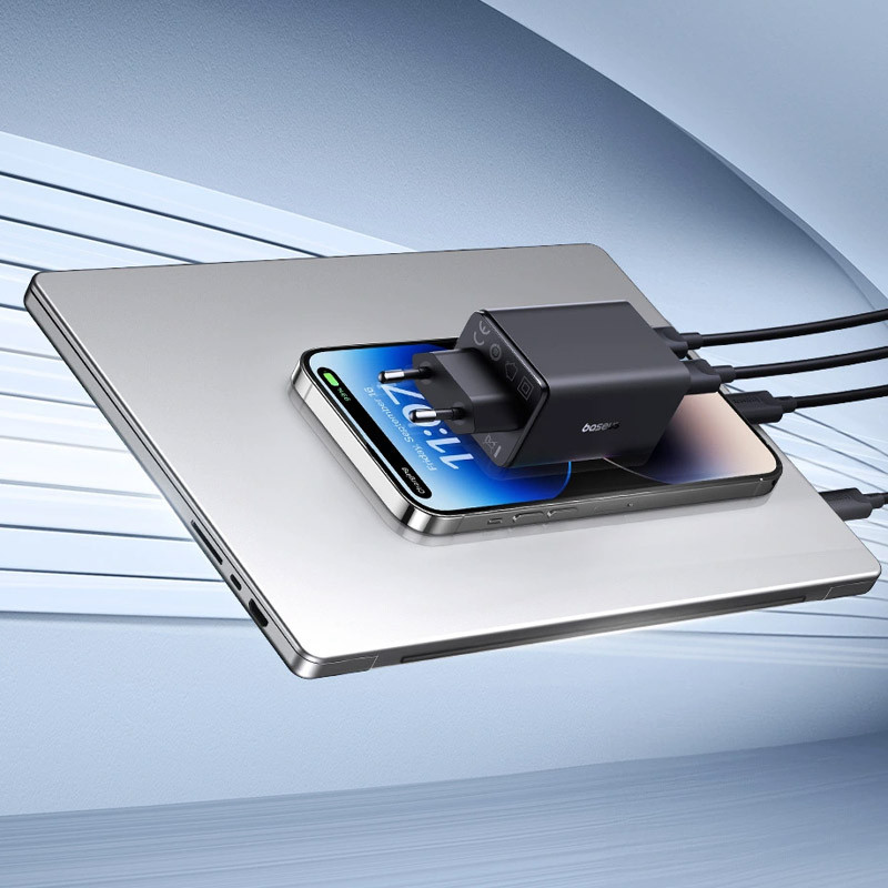 СЗУ Baseus GaN6 Pro OS 65W (2USB-A/2C) + кабель Type-C to Type-C (P10162701) Херсон - зображення 6