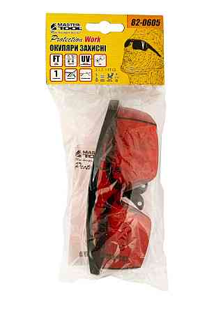 Очки открытые MASTERTOOL КОМФОРТ панорамная линза полуоправа с регулируемыми дужками I-класс красные Харьков