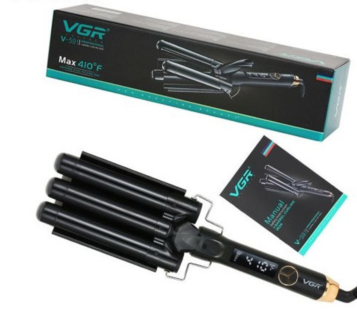 Плойка тройная VGR V591 125 Вт черная Київ - зображення 2