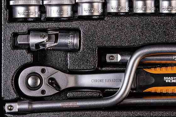 Набор инструментов MASTERTOOL PROFI ½" 24 шт 10-32 мм гнутый вороток CrV50BV30 металлический кейс 78 Харьков