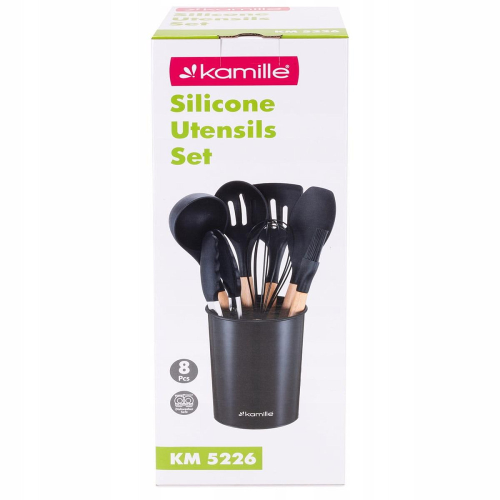 Набор силиконовых кухонных принадлежностей Kamille 8 предметов черный Одеса - зображення 7