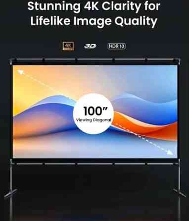 JMGO 100 J0A-7P2, портативний проекційний екран 100", 16:9, 4K HDR, зі стійкою Киев