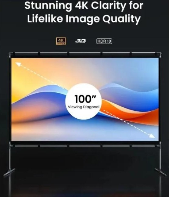 JMGO 100 J0A-7P2, портативний проекційний екран 100", 16:9, 4K HDR, зі стійкою Київ - зображення 2