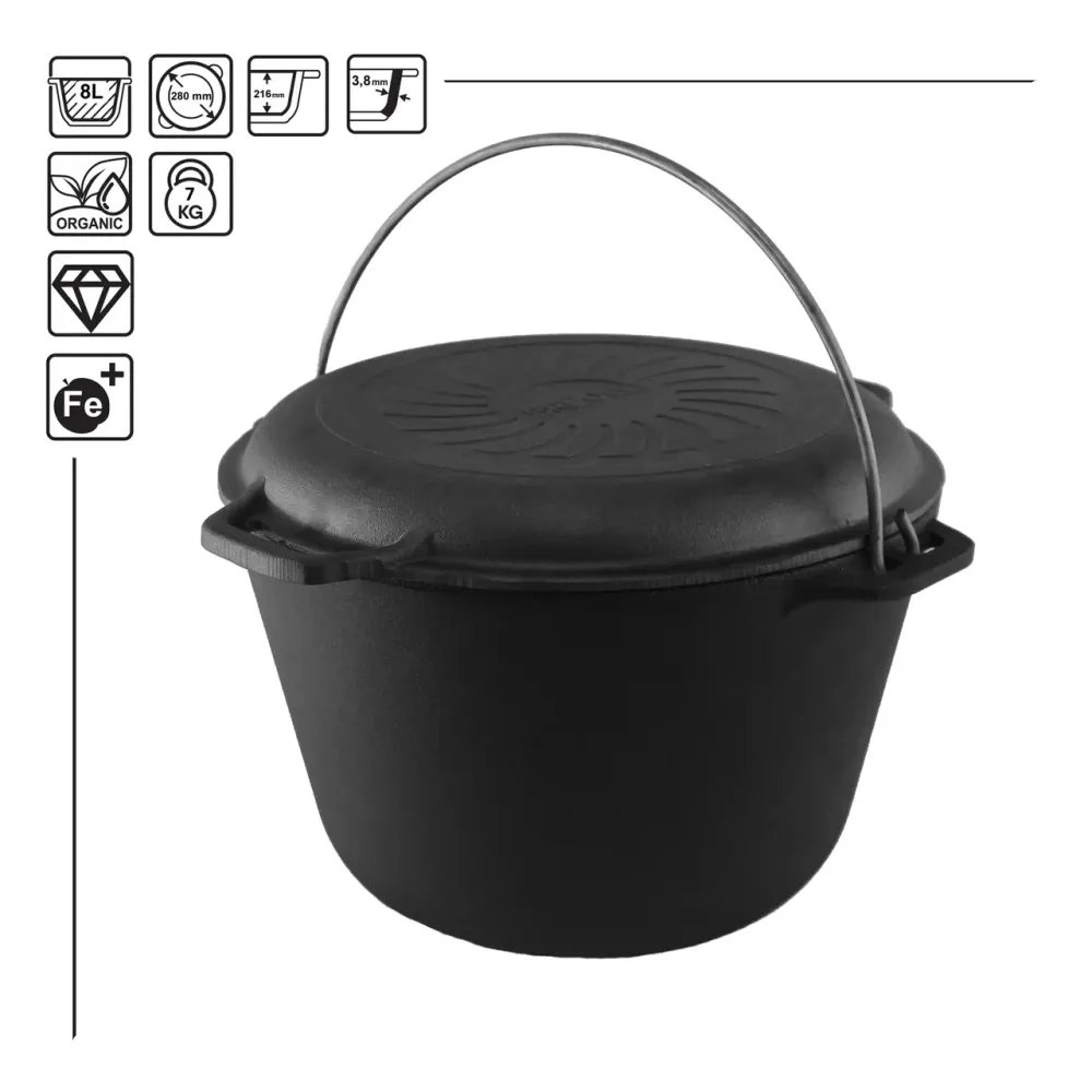 Казан чугунный туристический с крышкой сковородой 8л Харків - зображення 1