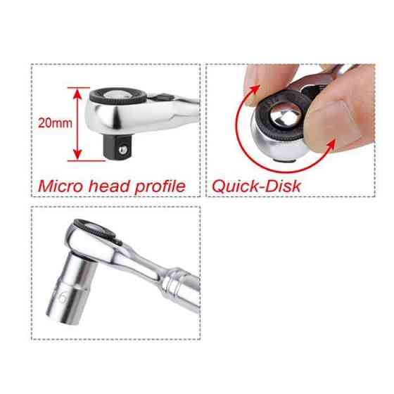 Трещотка мини 1/4" TOPTUL 60 зубцов, быстрый диск CHDU0801 Харків