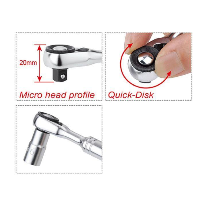 Трещотка мини 1/4" TOPTUL 60 зубцов, быстрый диск CHDU0801 Харьков - изображение 2