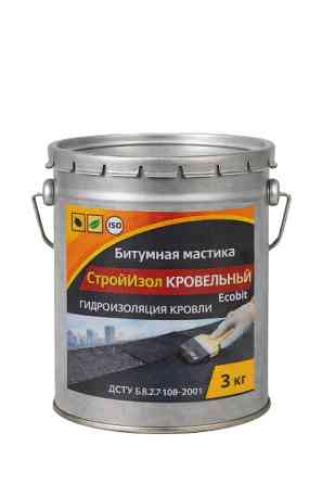 Битумная мастика ведро 3,0 кг СтройИзол Кровельный ЭКОБИТ ДСТУ Б В.2.7-108-2001 ( ГОСТ 30693-2000) Дніпро