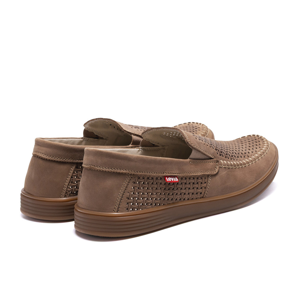 Мужские летние кожаные мокасины  LS перфорация Beige Киев - изображение 4