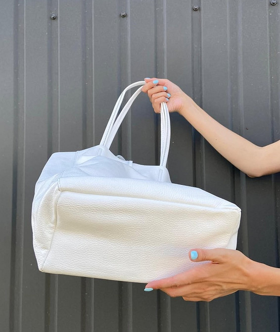 Сумка жіноча велика біла shopper Італія натуральна шкіра TS000092 Киев - изображение 4