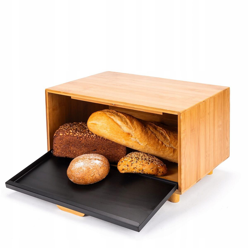 Хлебница Kamille из бамбука с откидной крышкой Чёрная (KM 1123) Одеса - зображення 2