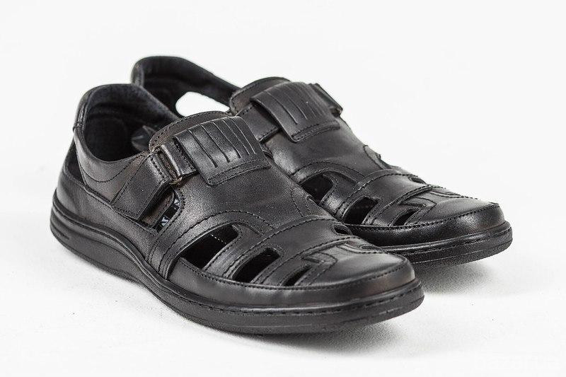 Мужские кожаные летние туфли Comfort Leather black Київ - зображення 4