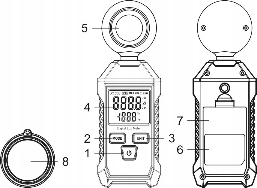 Измеритель уровня освещенности (люксметр) + термометр WINTACT WT9066 Харків - зображення 11