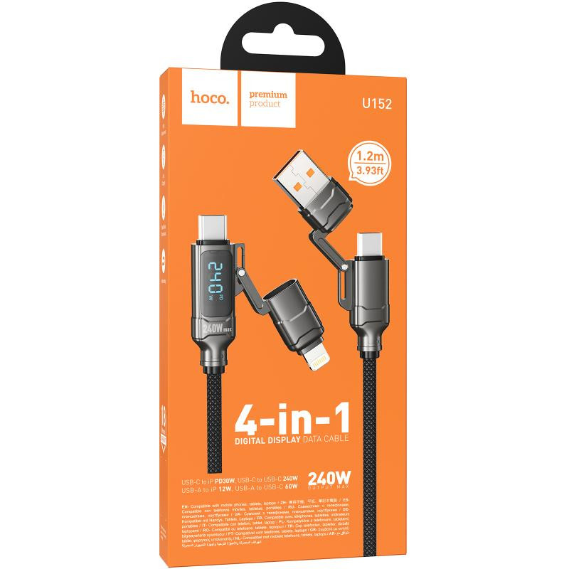 Дата кабель Hoco U152 Fortune 4in1 Type-C to Lightning/Type-C to USB 240W (1.2m) Херсон - зображення 2