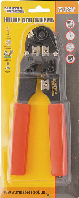 Клещи для обжима штекеров MASTERTOOL RJ45 витая пара 195 мм 75-2242 Харків - зображення 2