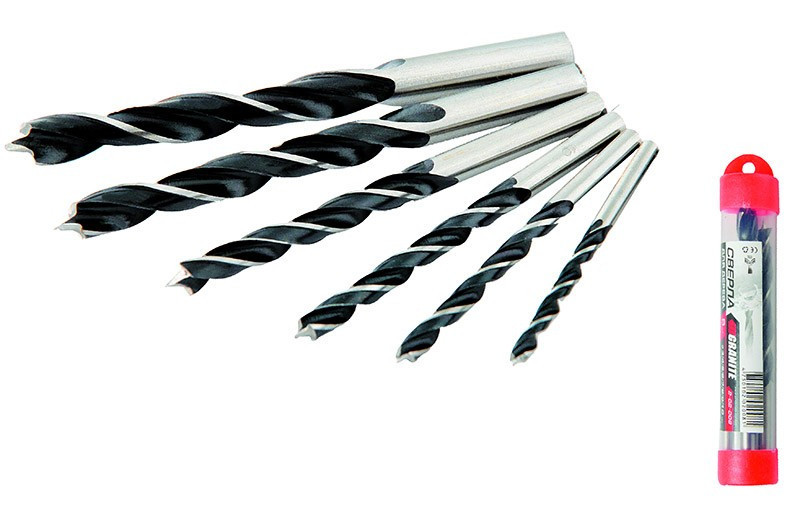 Набор сверл для дерева GRANITE 5 шт 4х75/5х80/6х90/8х103/10х117 мм 2-02-005 Харьков - изображение 1