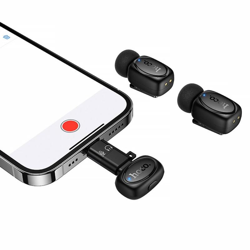 Петличный беспроводной микрофон Hoco L19 Graceful dual-mic 2in1 (Lightning/Type-C) Херсон - зображення 5