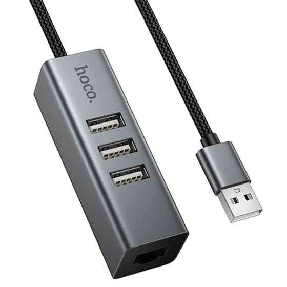 Переходник HUB Hoco HB1D USB to USB2.0*3+RJ45 Херсон