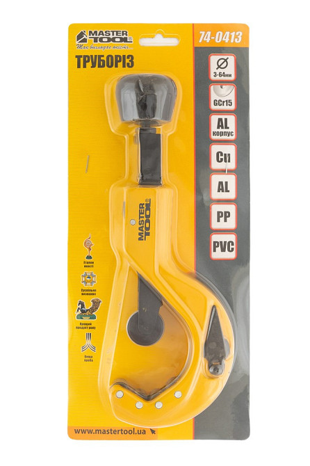 Труборез для металлических труб MASTERTOOL 6-64 мм режущий ролик GCr15 74-0413 Харків - зображення 7