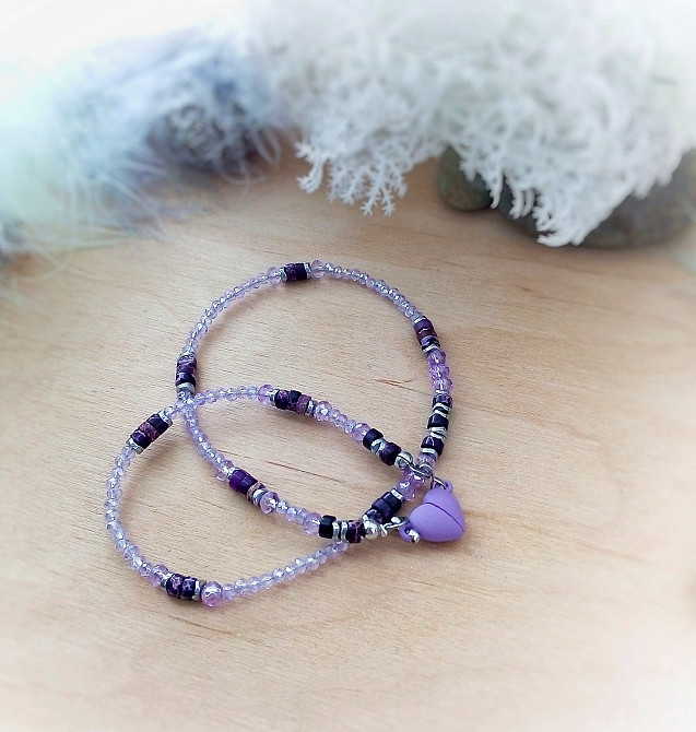 Чокер намисто кольє варисцит кришталь гематит камінь магніт серце фіолетовий бузковий лавандовий шию Луцьк - зображення 5