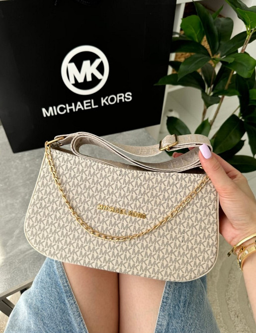 Модная кросс боди на широком ремне брендовая Michael Kors багет з цепью AN110 Київ - зображення 1