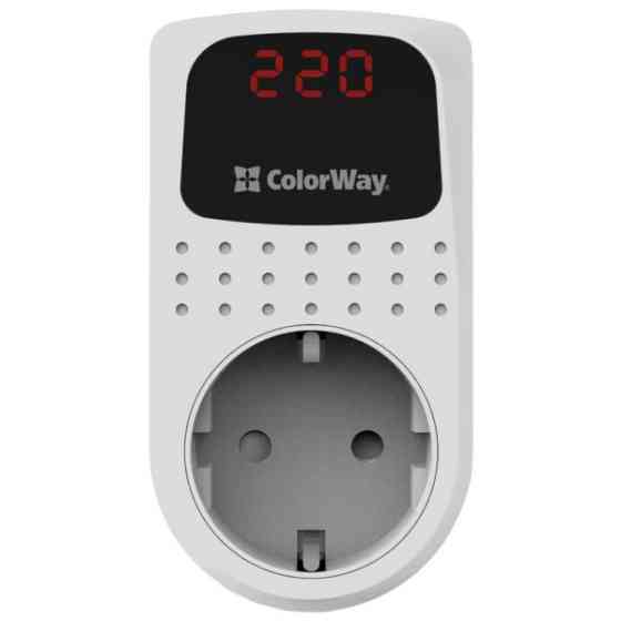 Реле напруги ColorWay (16A/3680W) 150V-210V/230V-280V DS2 Black/White (CW-VR16-02D) Харків